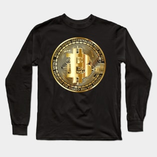 Bitcoin large coin BTC trending digital gold aesthetic design Long Sleeve T-Shirt